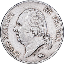 França, Louis XVIII, 5 Francs, Louis XVIII, 1823, Paris, Prata, EF(40-45)