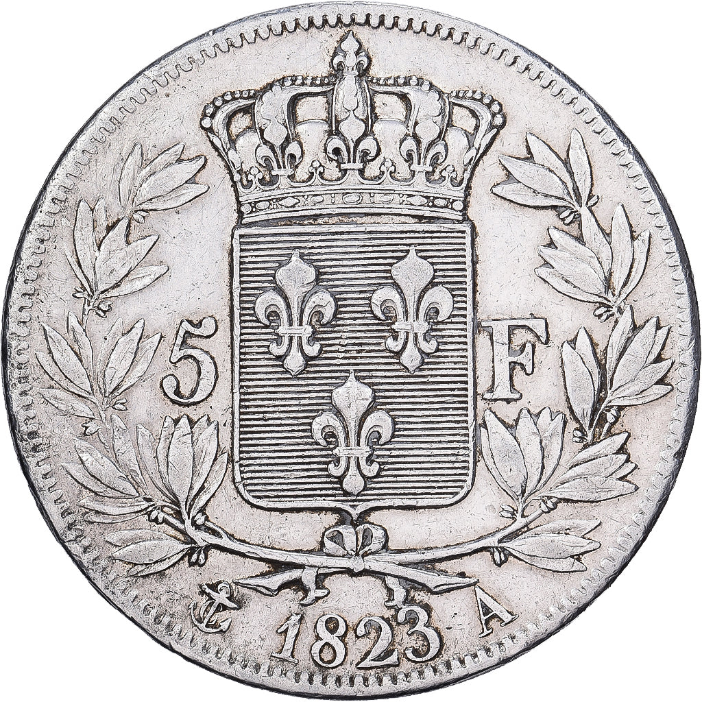 France, Louis XVIII, 5 Francs, Louis XVIII, 1823, Paris, Argent, TTB, KM:711.1