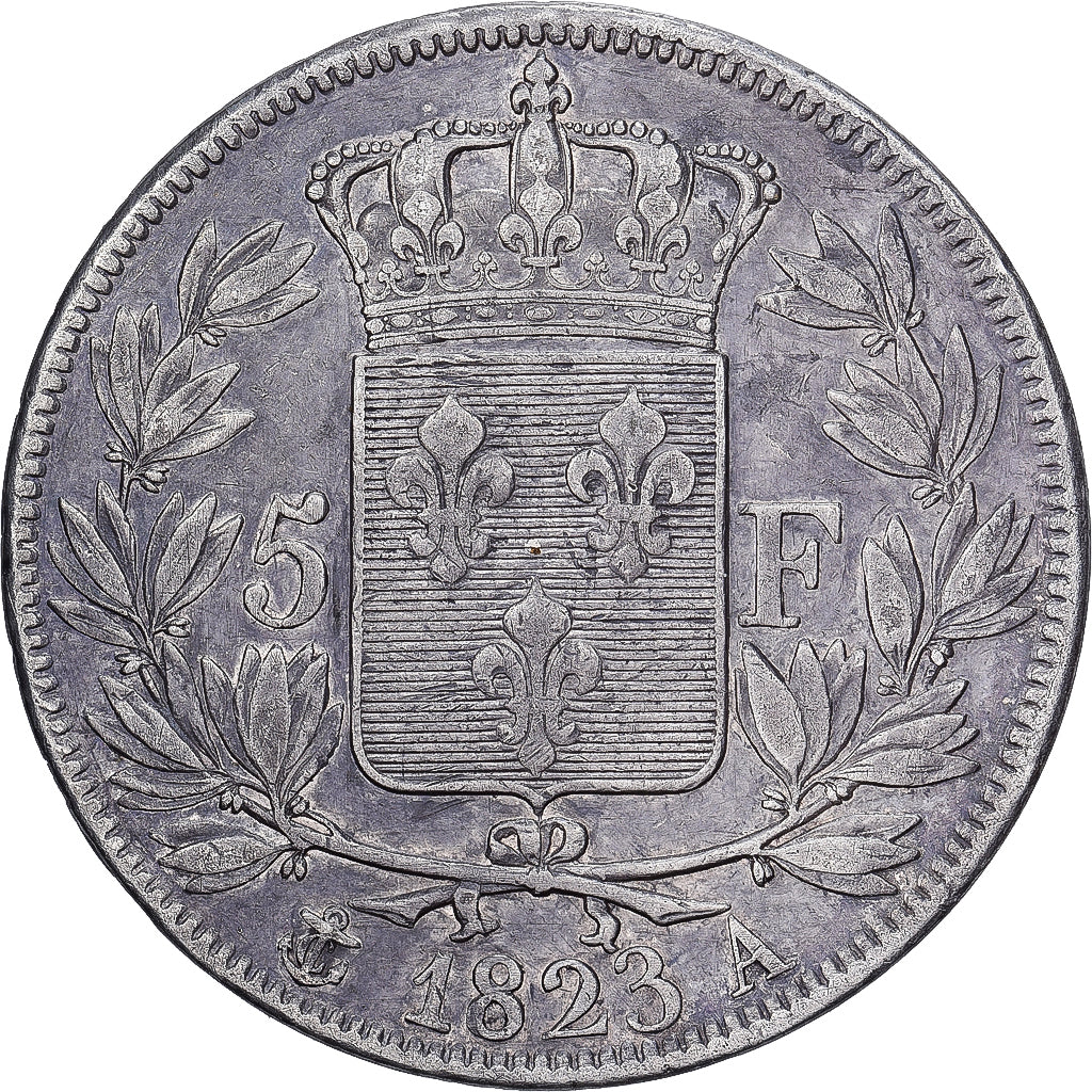 France, Louis XVIII, 5 Francs, Louis XVIII, 1823, Paris, Argent, TTB, KM:711.1