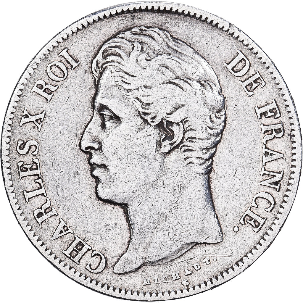 France, 5 Francs, Charles X, 1827, Lille, Argent, TB+, KM:728.13