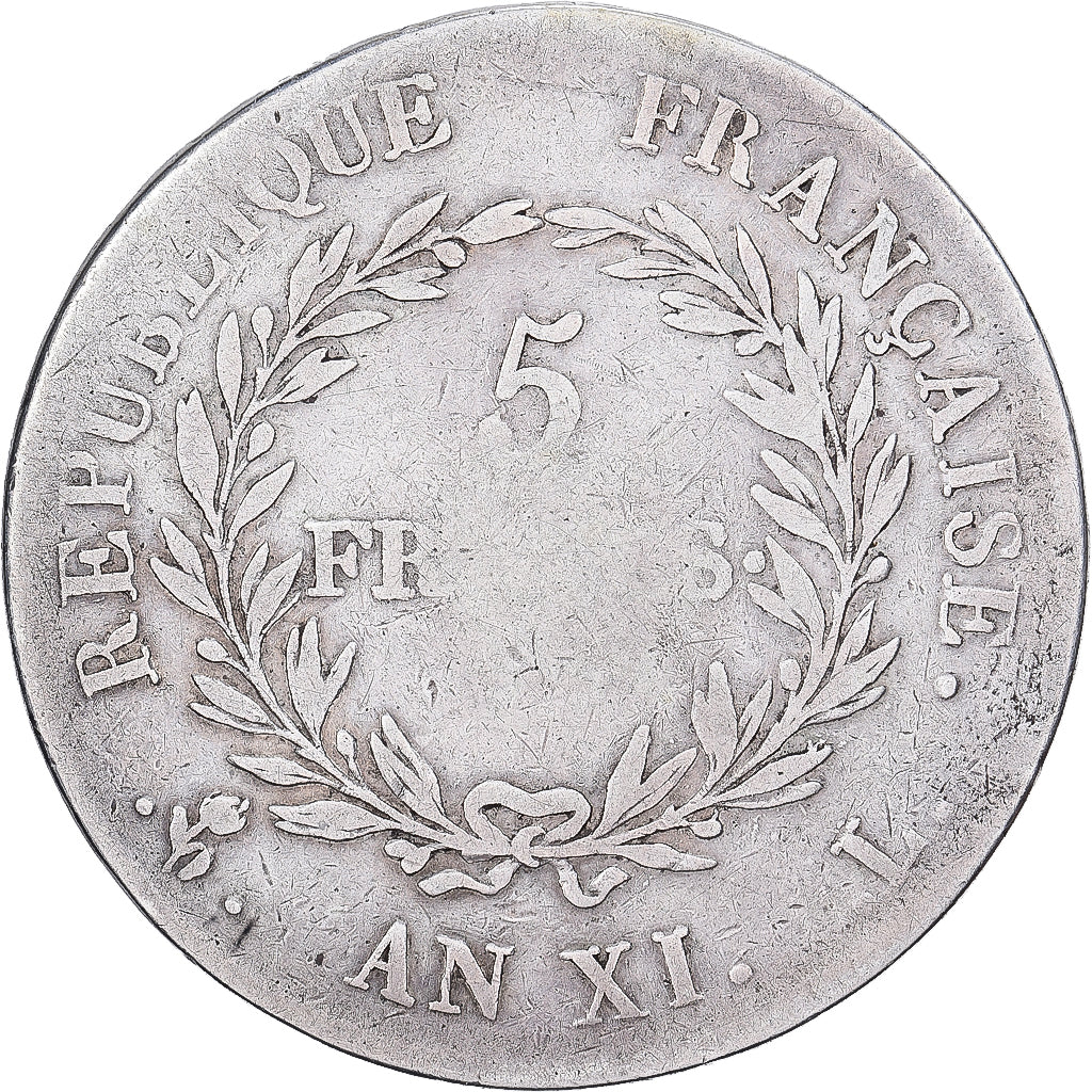 France, 5 Francs, 1803, Bayonne, Silver, F(12-15), KM:650.4