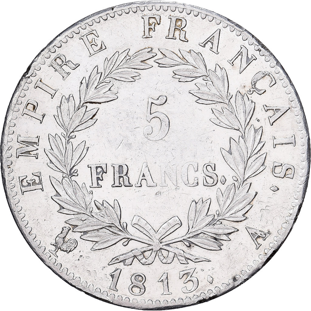 França, 5 Francs, Napoléon I, 1813, Paris, Prata, AU(55-58), KM:694.1
