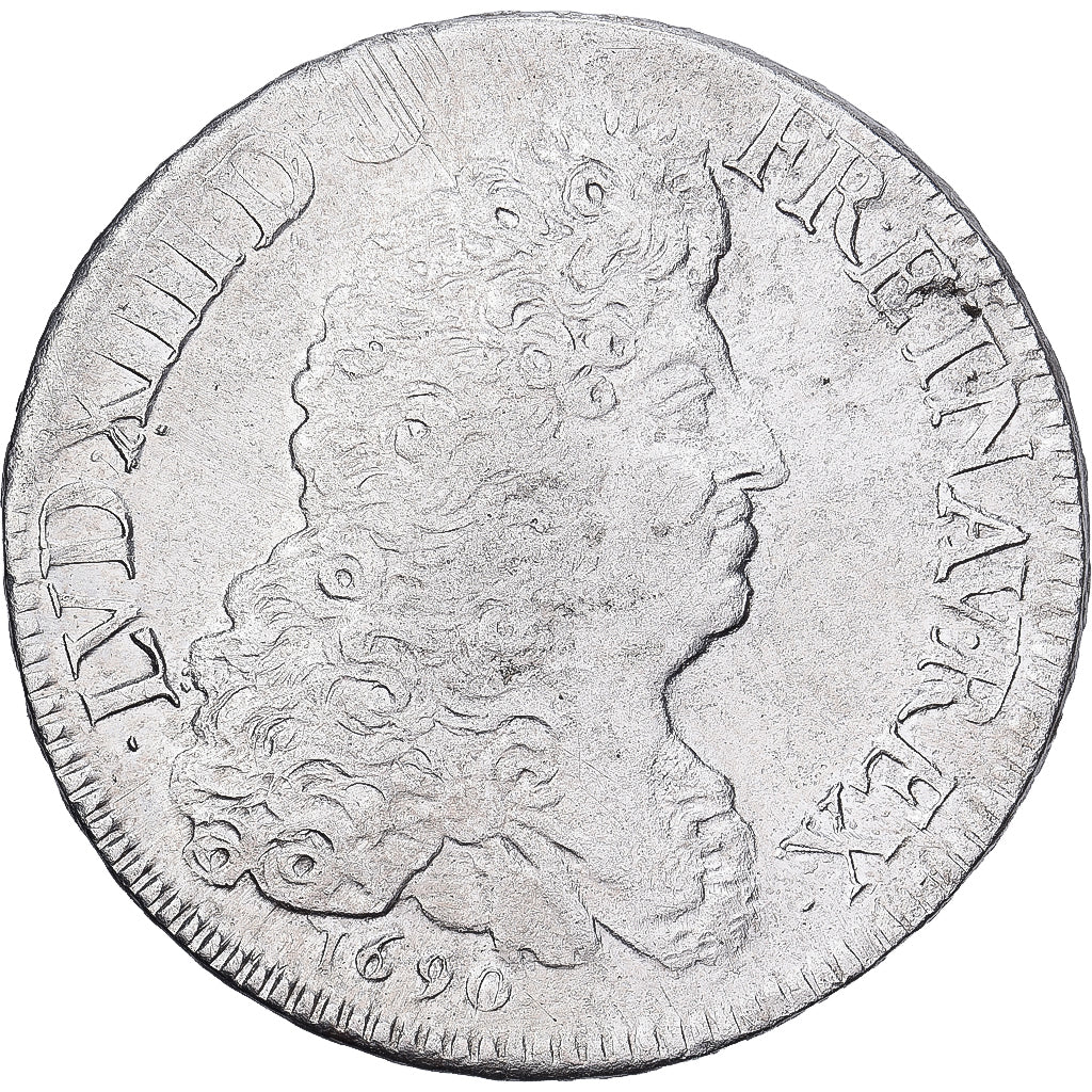 Francia, Louis XIV, Ecu aux 8 L, 1690, Lille, Argento, BB+, Gadoury:216