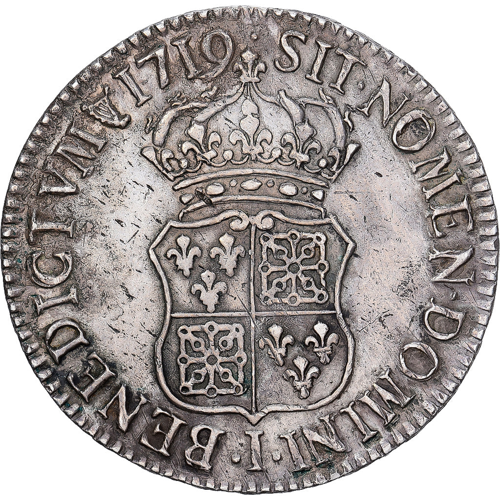France, Louis XV, Écu de France-Navarre, 1719, Limoges, Silver, EF(40-45)
