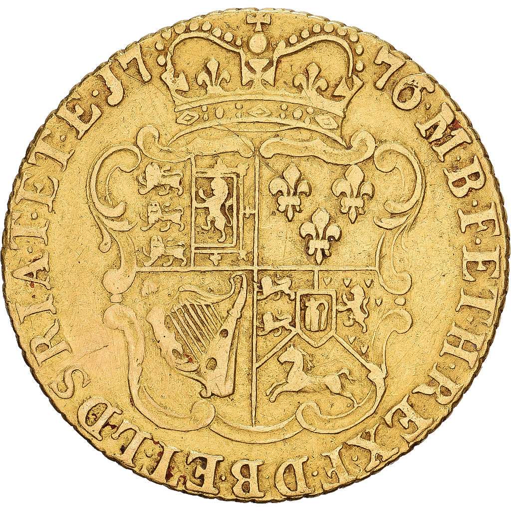 Great Britain, George III, 1/2 Guinea, 1776, London, Gold, EF(40-45), KM:605