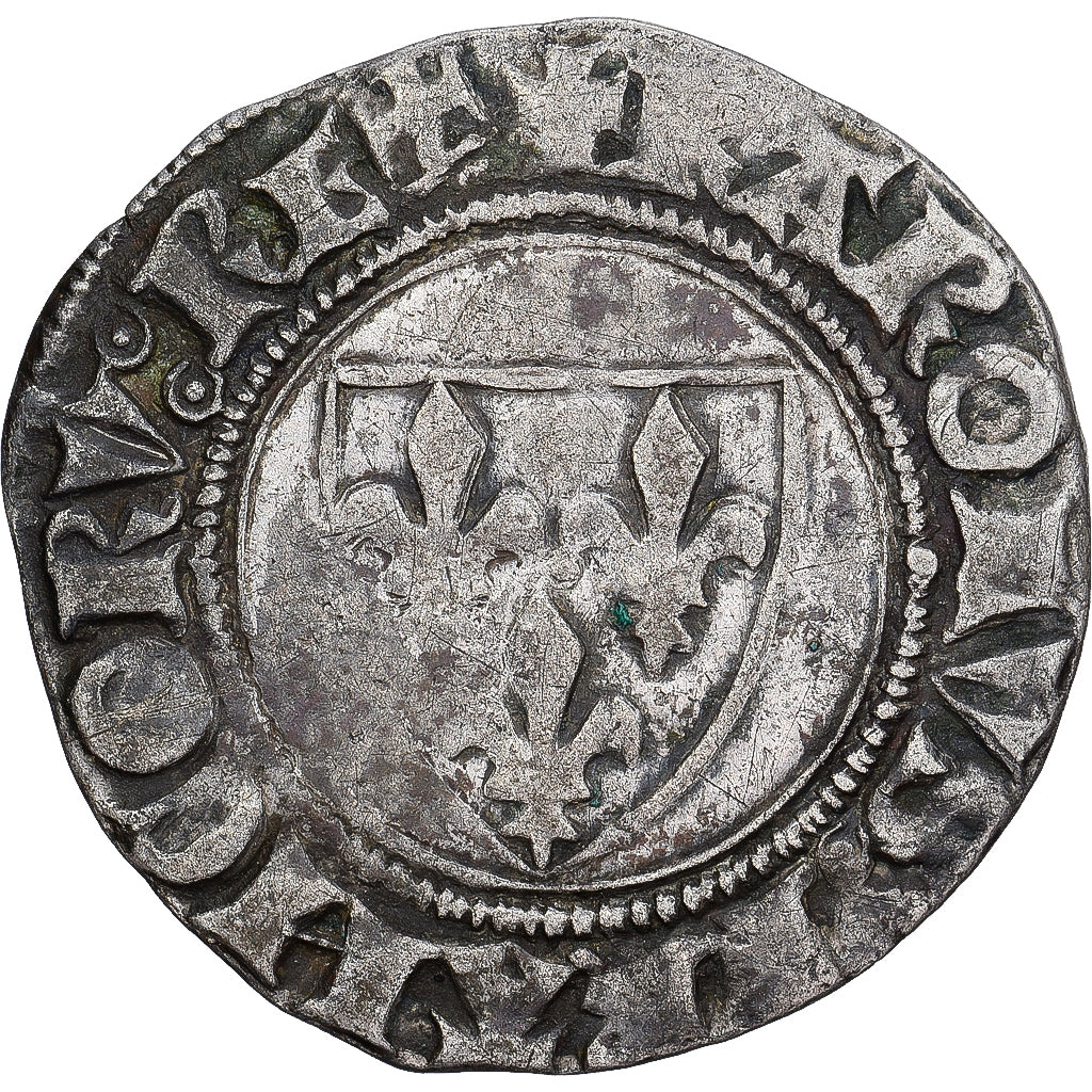 France, Charles VI, Blanc Guénar, 1389, Toulouse, Billon, VF(30-35)