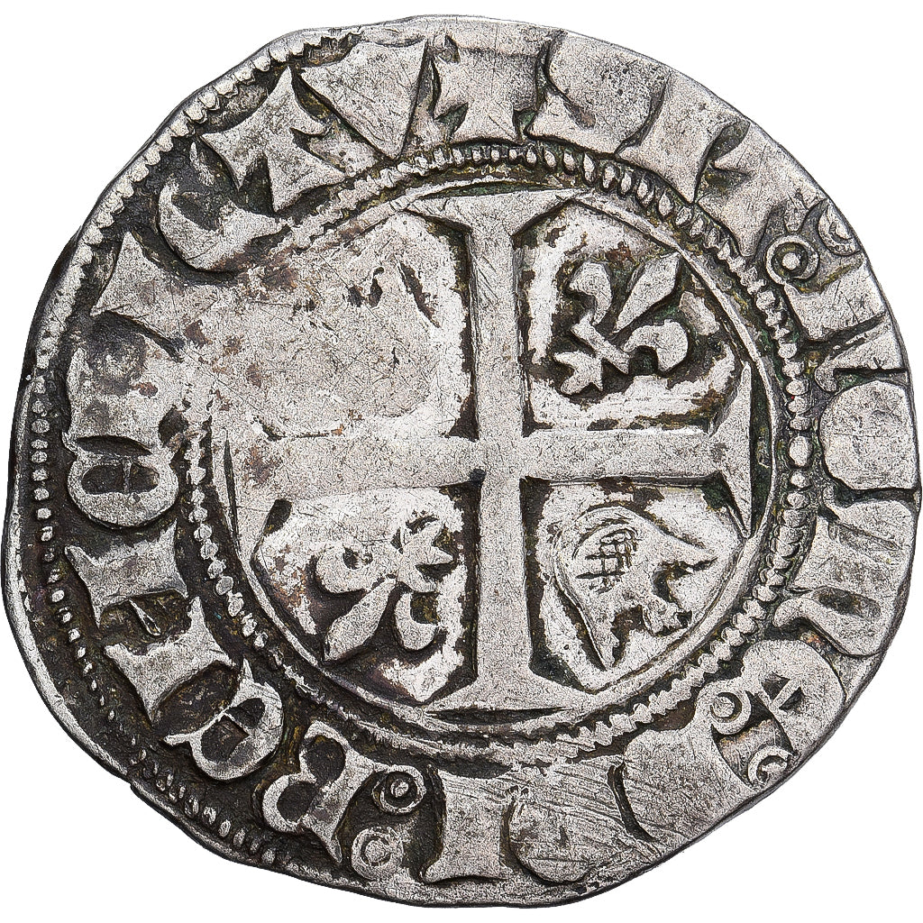 France, Charles VI, Blanc Guénar, 1389, Toulouse, Billon, VF(30-35)