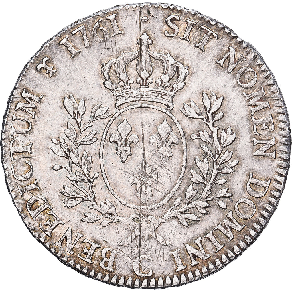 France, Louis XV, Écu au bandeau, 1761, Caen, Silver, AU(50-53), KM:512.5