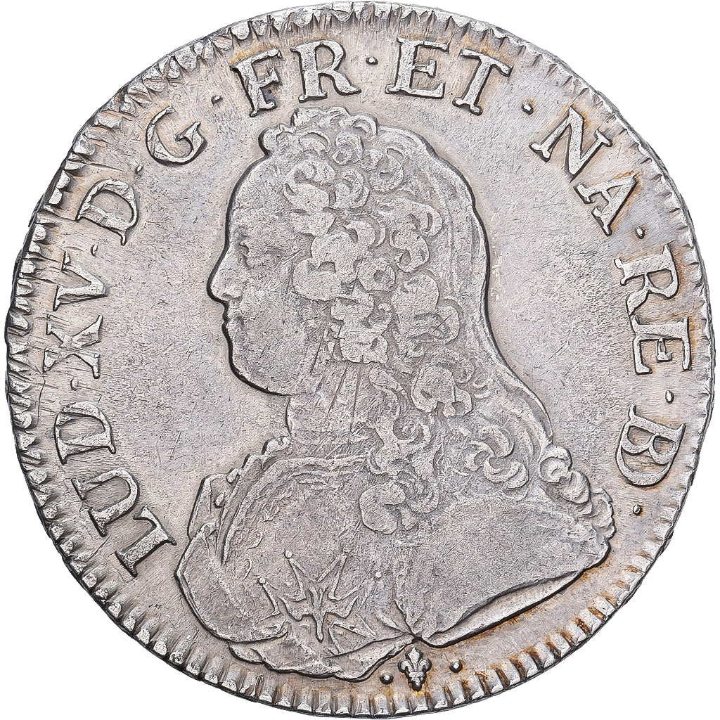France, Louis XV, Ecu aux branches d'olivier, 1733, Pau, Silver, AU(50-53)