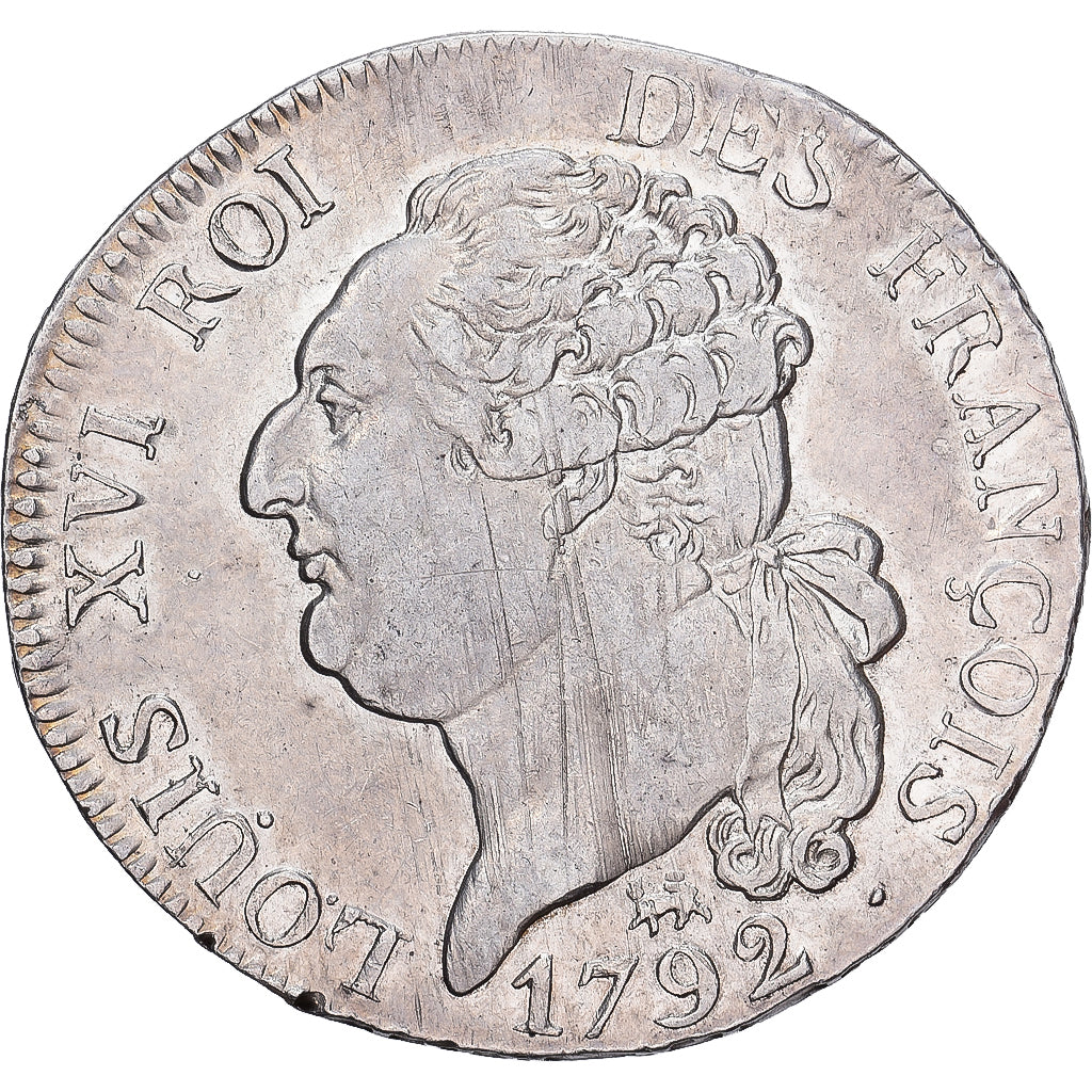 Francia, Louis XVI, 1/2 ECU, 3 Livres, 1792, Paris, Argento, BB, KM:613.1