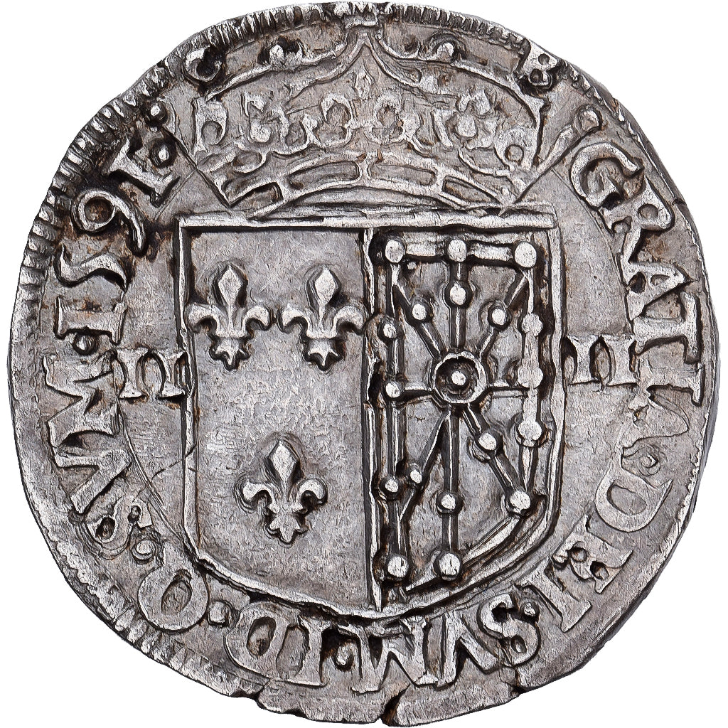 Frankrijk, Henri IV, 1/4 Ecu de Béarn, 1591, Saint-Palais, Zilver, ZF+