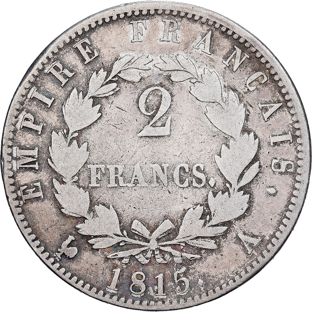 Francia, 2 Francs, Napoléon I, 1815, Paris, Cent Jours, Plata, BC+, KM:703