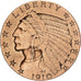 États-Unis, $5, Half Eagle, Indian Head, 1910, Philadelphie, Or, TTB, KM:129