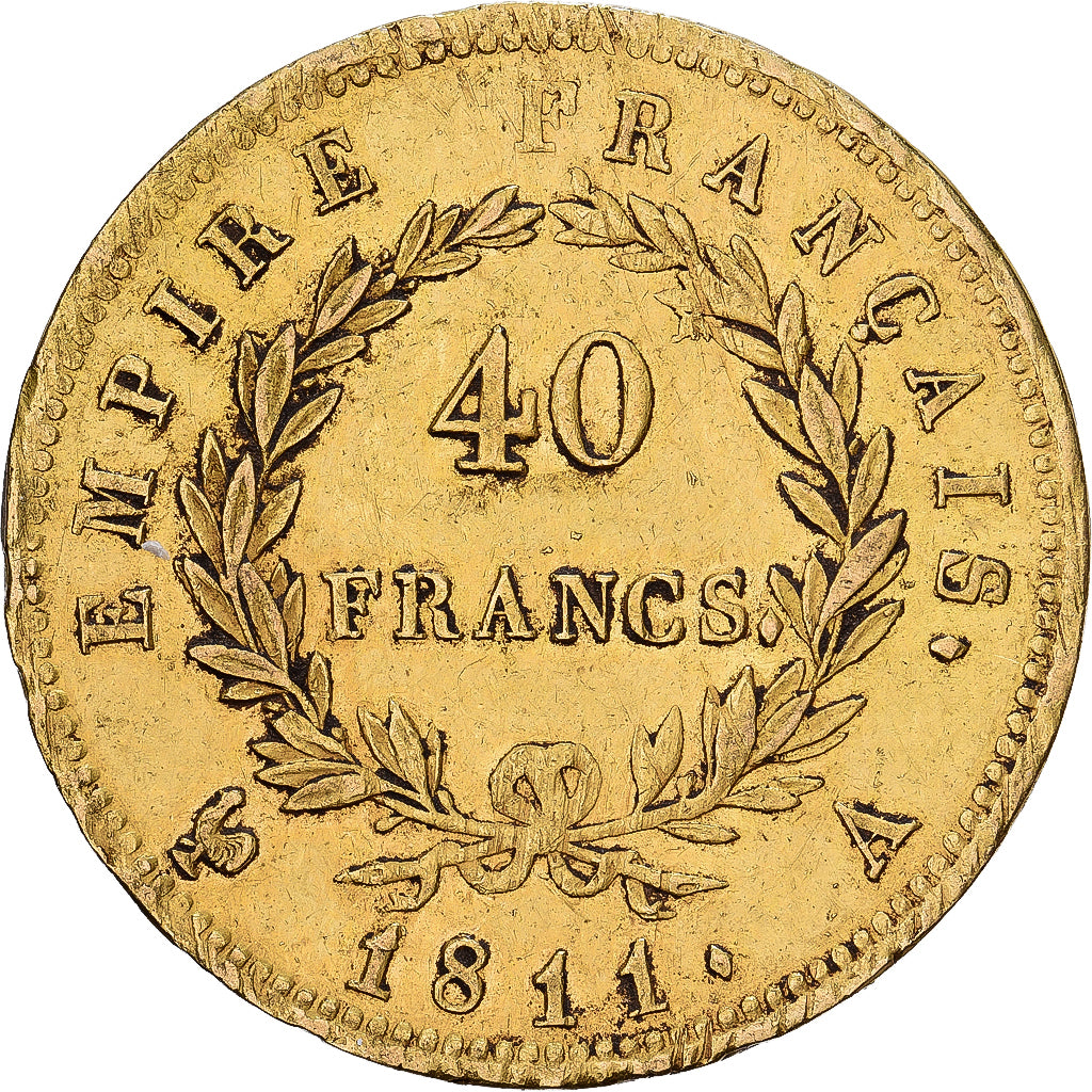 France, 40 Francs, Napoléon I, 1811, Paris, Gold, EF(40-45), KM:696.1