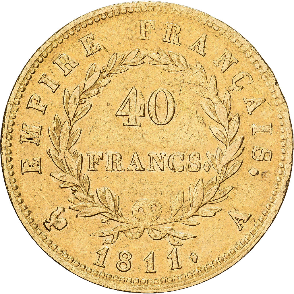 France, 40 Francs, Napoléon I, 1811, Paris, Gold, EF(40-45), KM:696.1