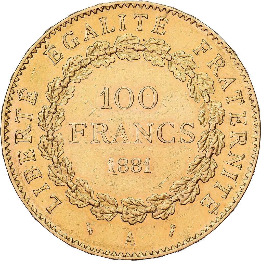 France, 100 Francs, Génie, 1881, Paris, Or, SUP, KM:832