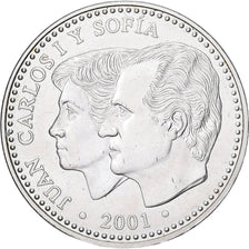 Espanha, Juan Carlos I, 2000 Pesetas, 2001, Madrid, Prata, AU(50-53), KM:1017