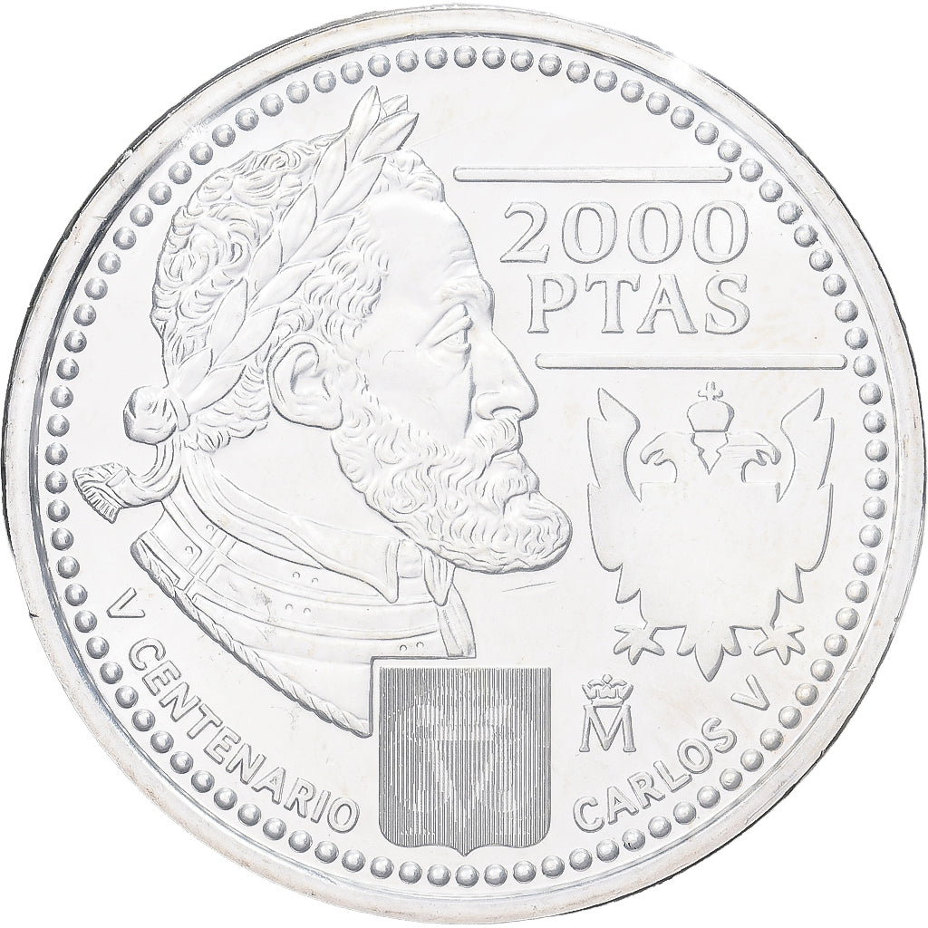 Espanha, Juan Carlos I, 2000 Pesetas, 2000, Madrid, Prata, MS(60-62), KM:1015