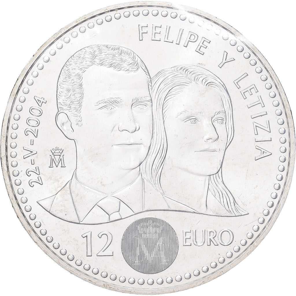 Espanha, Juan Carlos I, 12 Euro, 2004, Madrid, Prata, MS(60-62), KM:1096