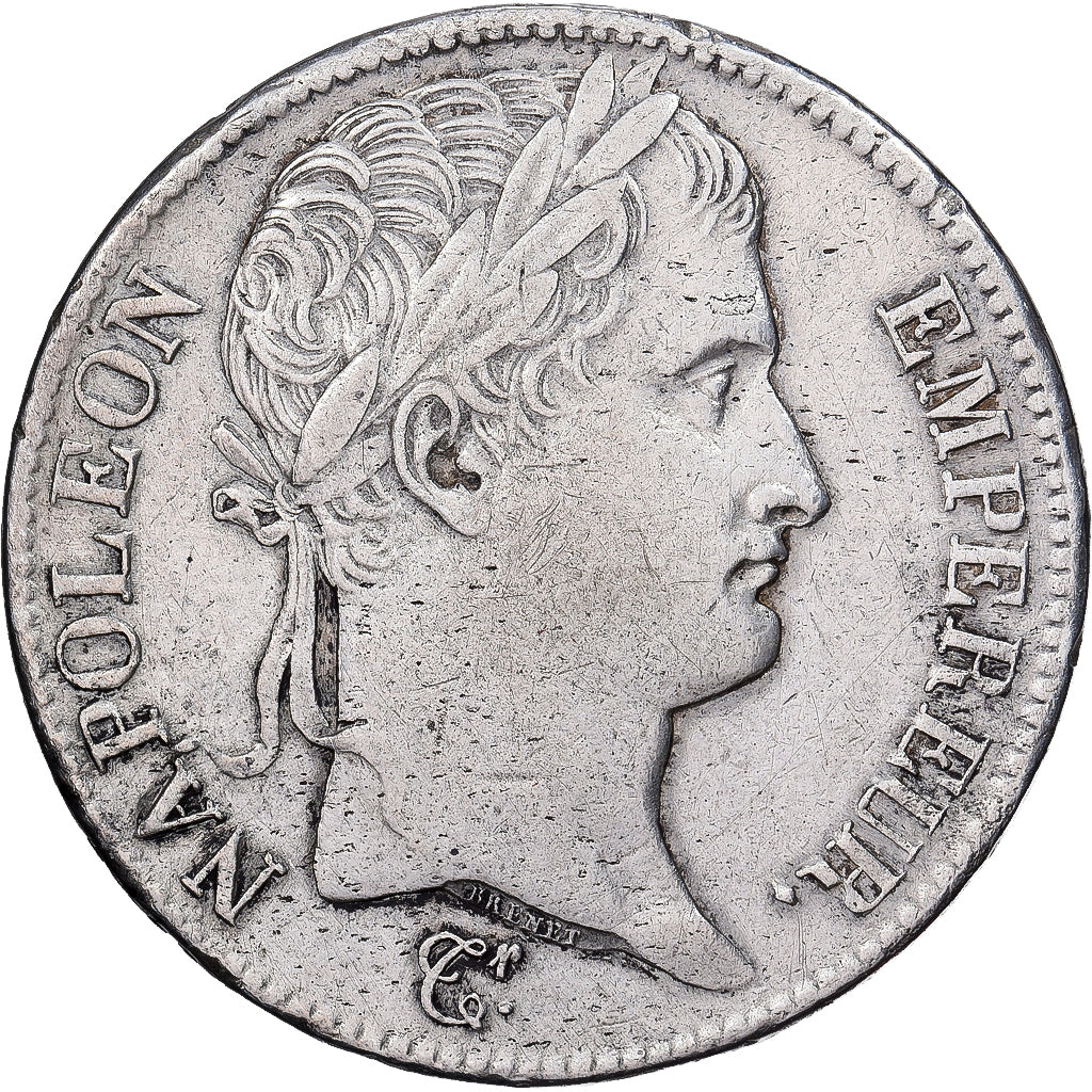 França, 5 Francs, Napoléon I, 1808, Strasbourg, Prata, EF(40-45), KM:686.3