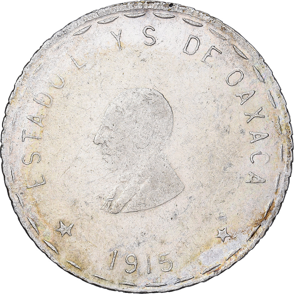 Mexico, OAXACA, 2 Pesos, Dos, 1915, Oaxaca, Silver, AU(50-53), KM:747.2
