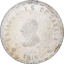 México, OAXACA, 2 Pesos, Dos, 1915, Oaxaca, Prata, AU(50-53), KM:747.2