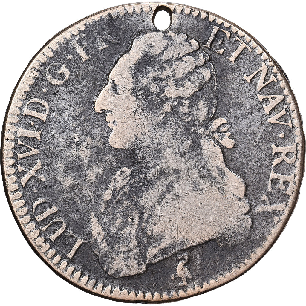 França, Louis XVI, Ecu, 1790, Paris, FAUX, Bronze, VF(20-25)