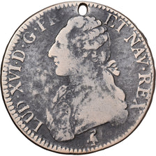 França, Louis XVI, Ecu, 1790, Paris, FAUX, Bronze, VF(20-25)