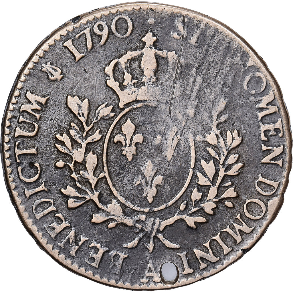 França, Louis XVI, Ecu, 1790, Paris, FAUX, Bronze, VF(20-25)