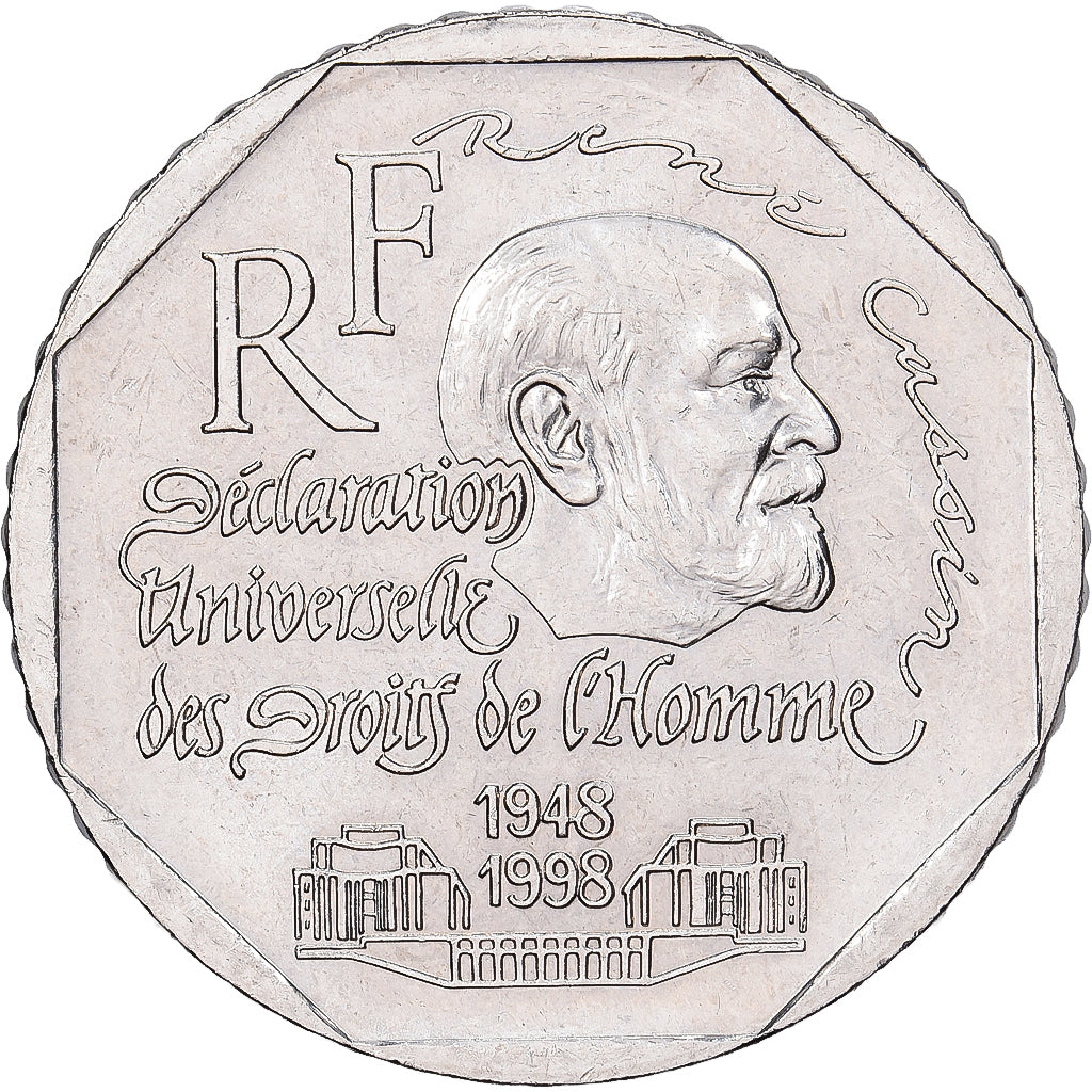 Frankrijk, 2 Francs, René Cassin, 1998, Paris, Nickel, PR, KM:1213