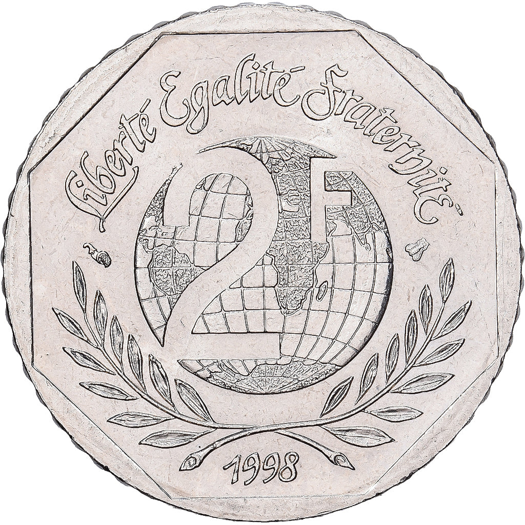 Frankrijk, 2 Francs, René Cassin, 1998, Paris, Nickel, PR, KM:1213