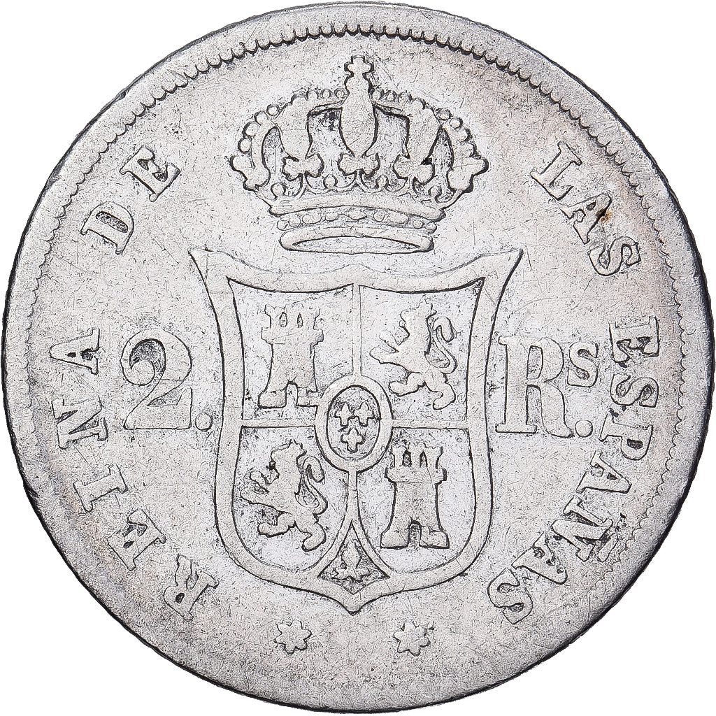 Espanha, Isabel II, 2 Reales, 1852, Madrid, Prata, VF(20-25), KM:599.2