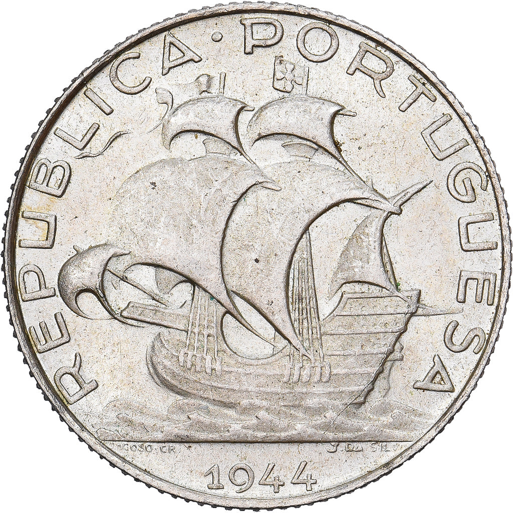 Portogallo, 2-1/2 Escudos, 1944, Lisbon, Argento, BB+, KM:580