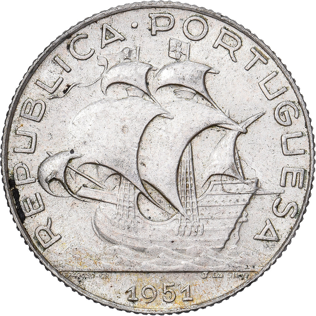 Portogallo, 2-1/2 Escudos, 1951, Lisbon, Argento, BB, KM:580