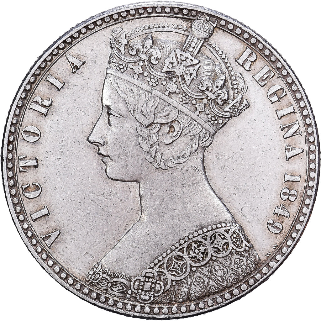 Grã-Bretanha, Victoria, Florin, Two Shillings, 1849, London, Prata, EF(40-45)