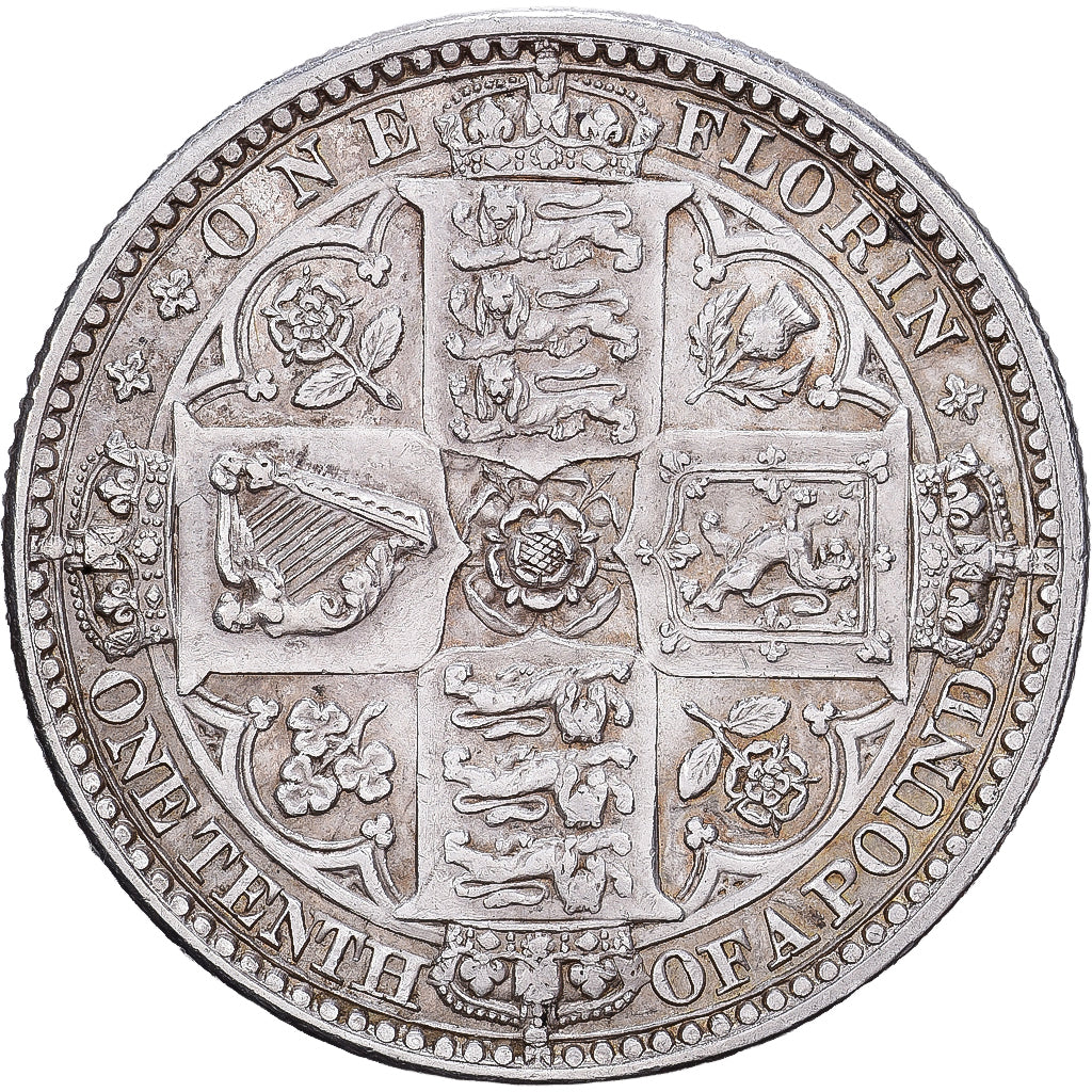 Grã-Bretanha, Victoria, Florin, Two Shillings, 1849, London, Prata, EF(40-45)