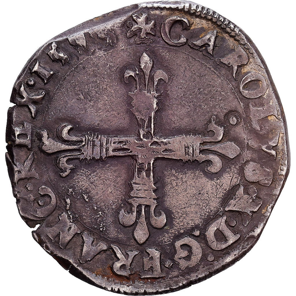 France, Charles X, 1/4 Ecu, 1595, Nantes, Silver, VF(30-35), Gadoury:520