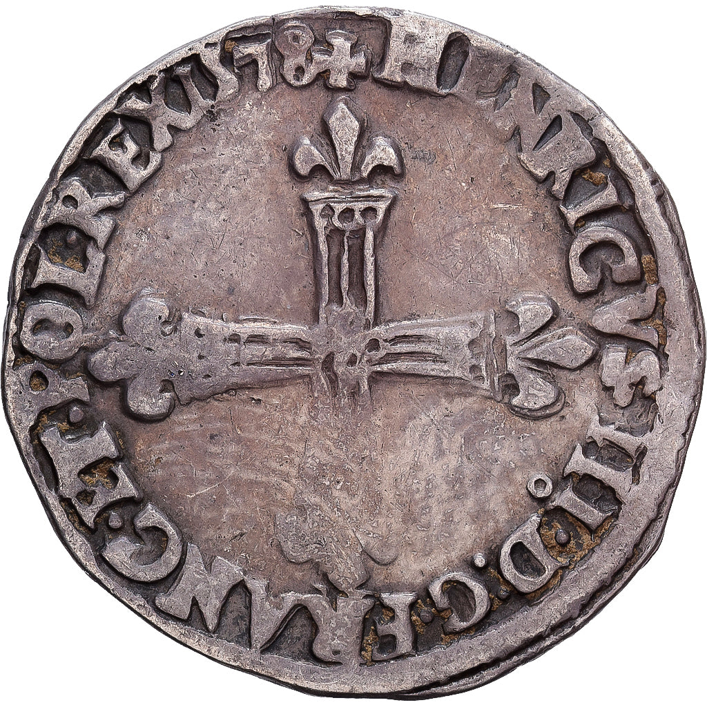 France, Henri III, 1/4 Ecu, 1578, Rennes, Silver, VF(30-35), Gadoury:494