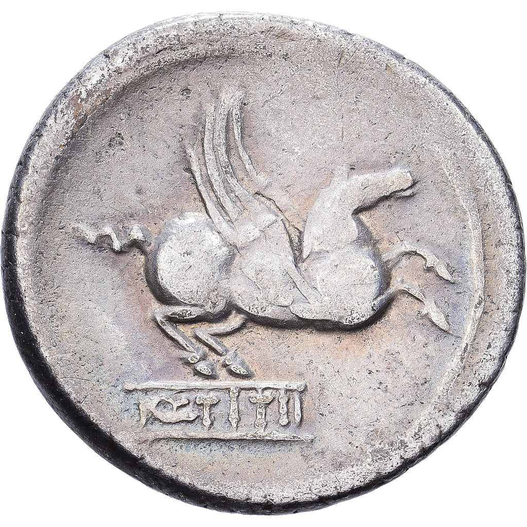 Roman Republic, Titia, Denarius, 90 BC, Rome, Prata, VF(30-35), Crawford:341/1