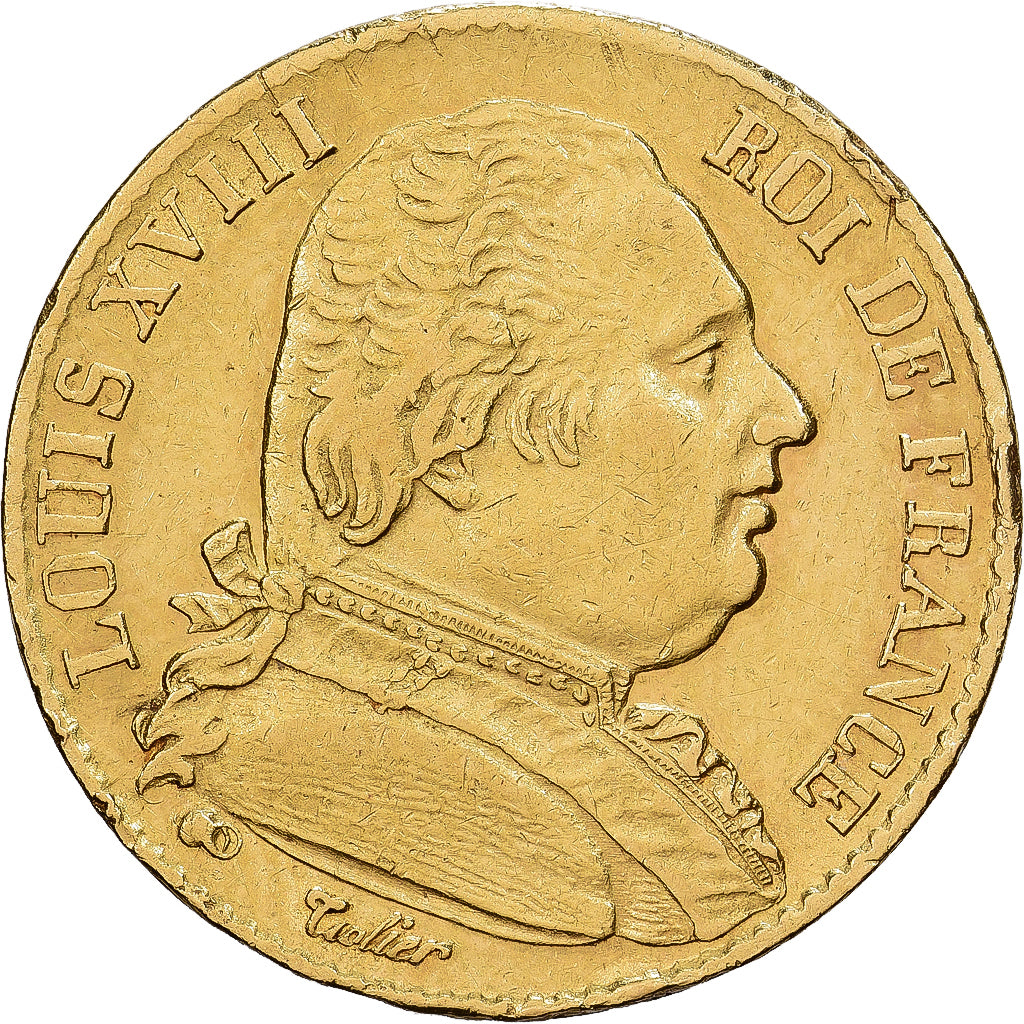 France, Louis XVIII, 20 Francs, Louis XVIII, 1815, Paris, Or, TTB+, KM:706.1