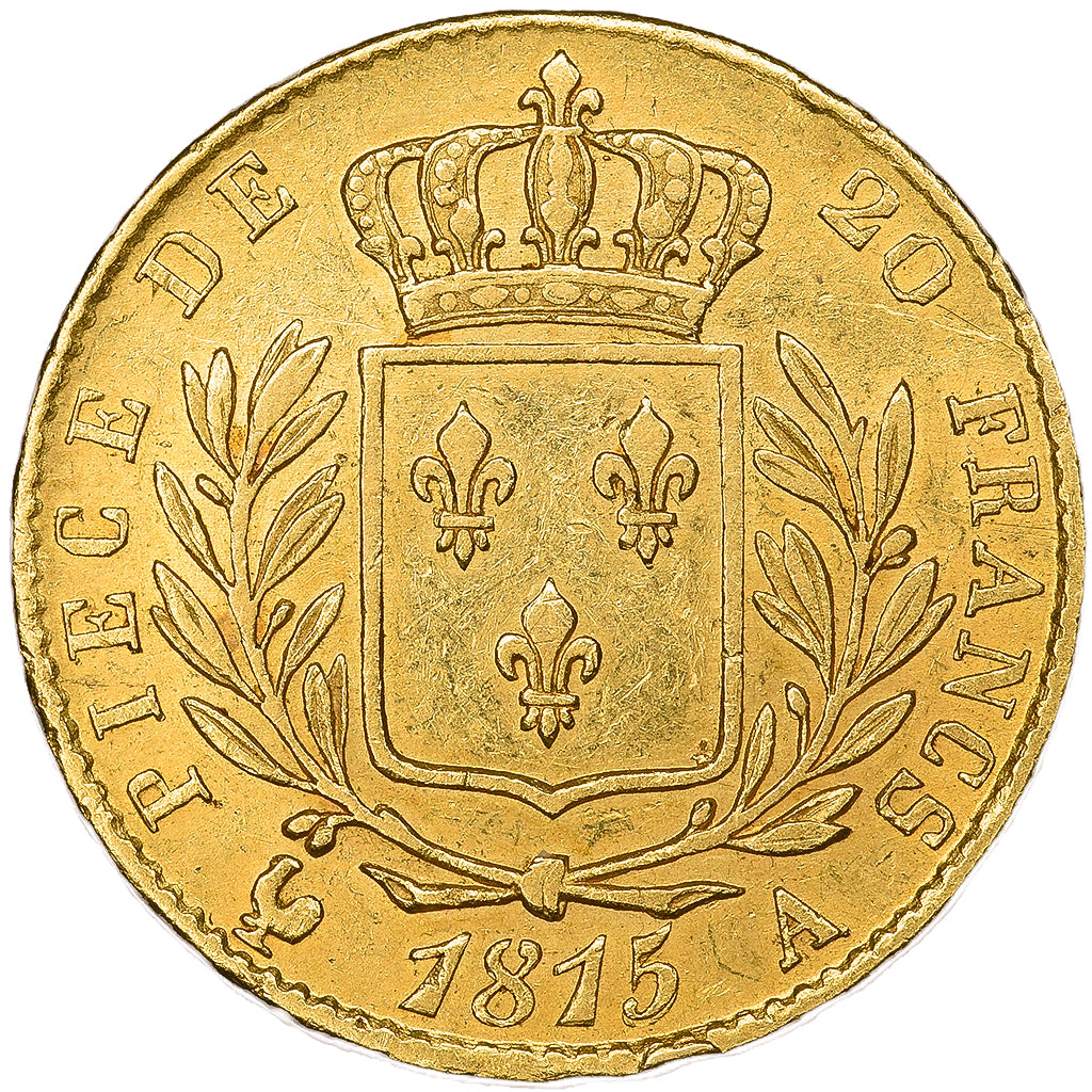 France, Louis XVIII, 20 Francs, Louis XVIII, 1815, Paris, Or, TTB+, KM:706.1