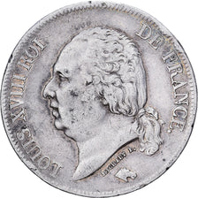 França, Louis XVIII, 5 Francs, Louis XVIII, 1824, Lille, Prata, VF(30-35)