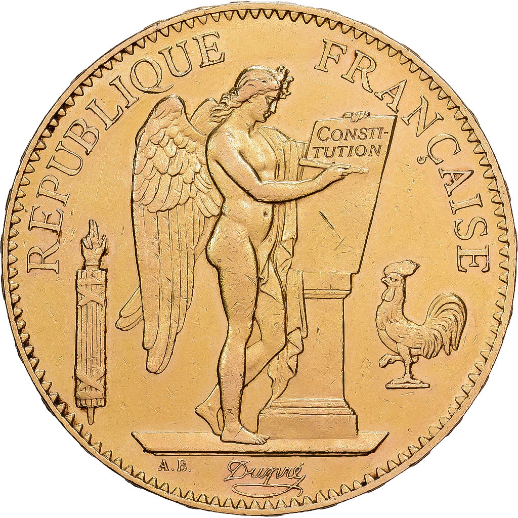 France, 100 Francs, Génie, 1878, Paris, Or, SUP, KM:832