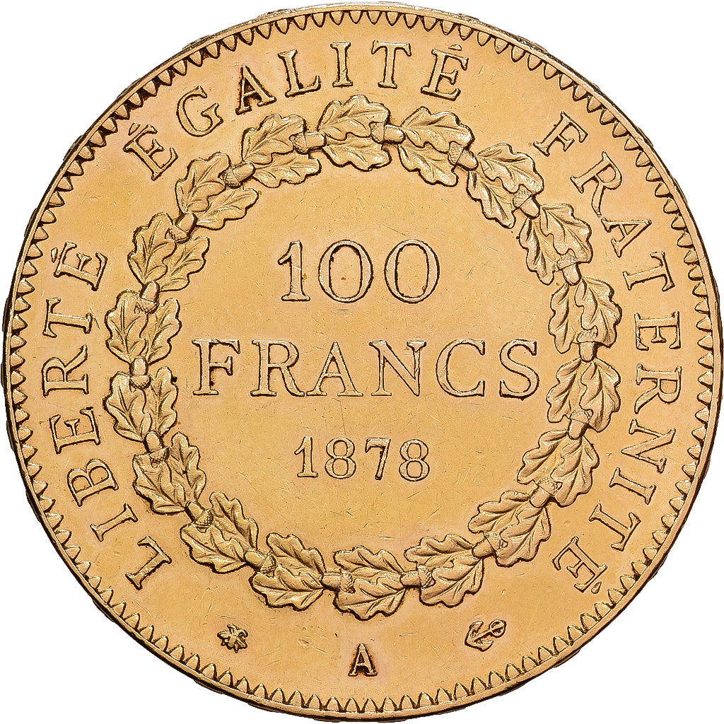 France, 100 Francs, Génie, 1878, Paris, Or, SUP, KM:832
