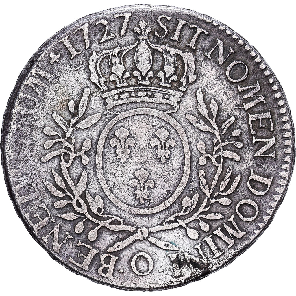 France, Louis XV, Ecu aux branches d'olivier, 1727, Riom, Silver, VF(20-25)