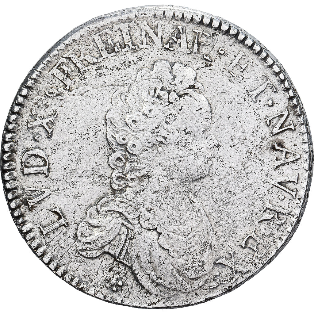 França, Louis XV, Ecu Vertugadin, 1716, Rouen, Prata, VF(30-35), Gadoury:317