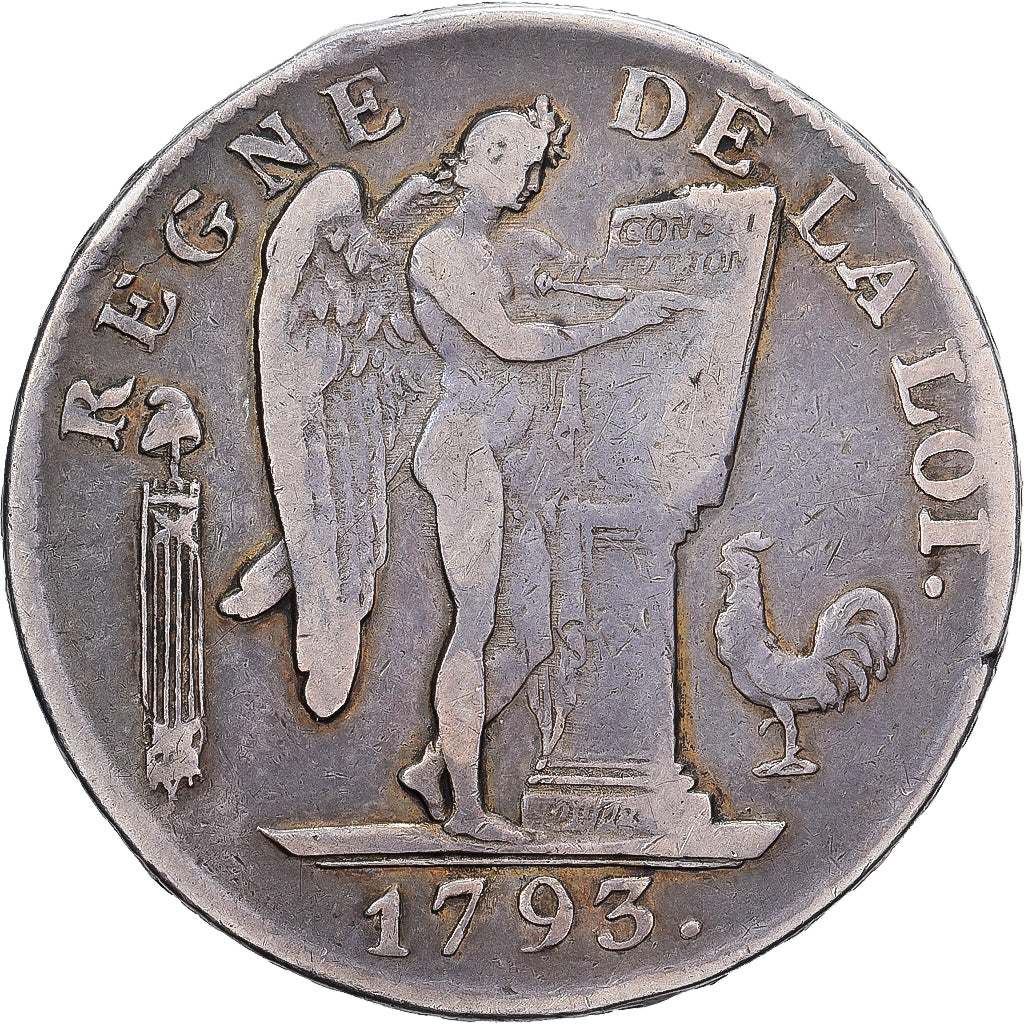 Frankreich, 6 Livres, 1793 / AN II, Marseille, Silber, S, Gadoury:58, KM:625.3