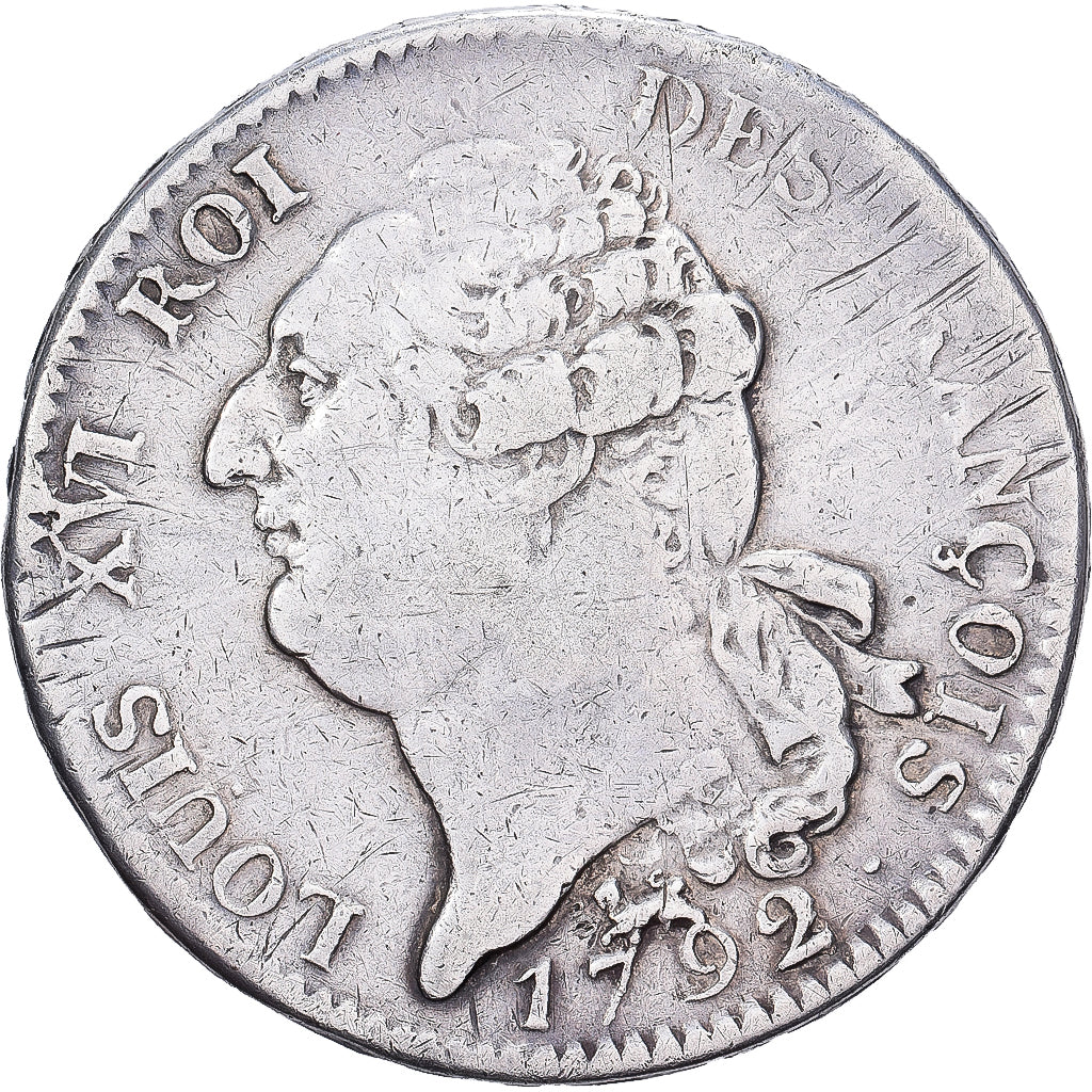 Francja, ECU, 6 Livres, 1792 / AN 4, Paris, Srebro, VF(20-25), Gadoury:55