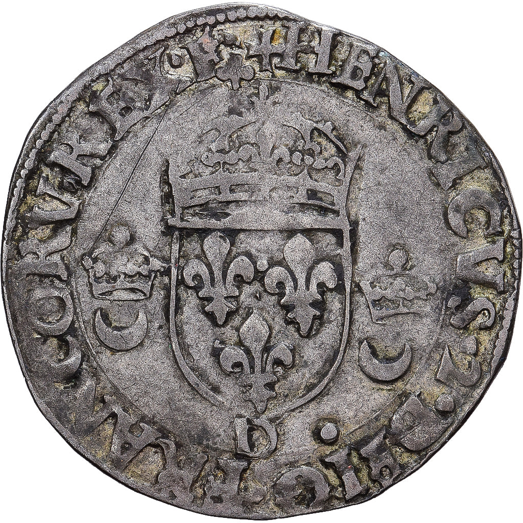 Francia, Douzain aux croissants, 1550, Lyon, Vellón, MBC, Gadoury:357