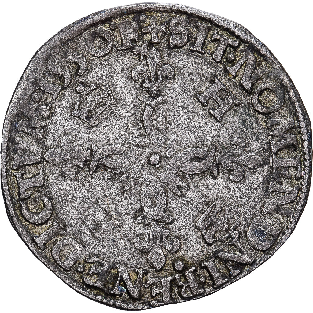 Francia, Douzain aux croissants, 1550, Lyon, Vellón, MBC, Gadoury:357